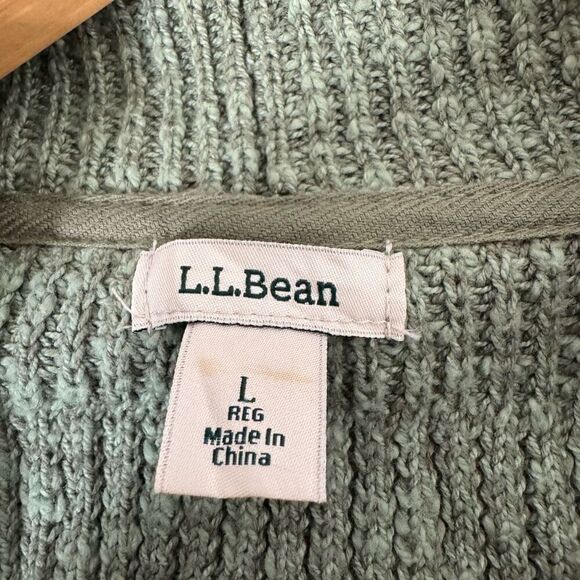 L.L.Bean Women’s Green Knit Open Cardigan Sweater Size Large - Picture 6 of 8